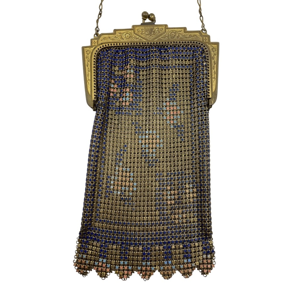 Antique Whiting & Davis Mesh Purse Navy Blue Art Deco Flapper Bag